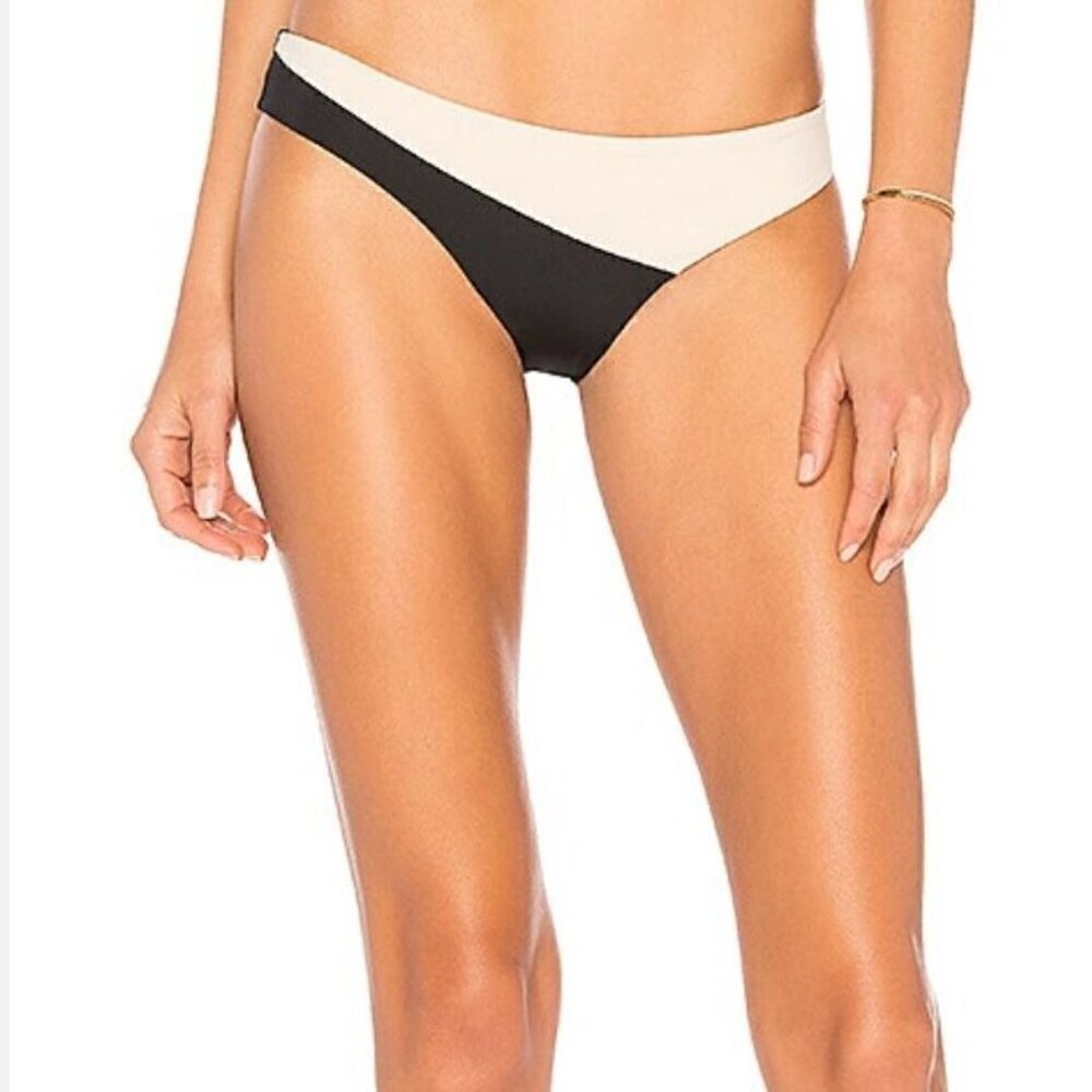 NWT Tavik Jaclyn Color Blocked Moderate Swim Bottom in Black/Tapioca - Large